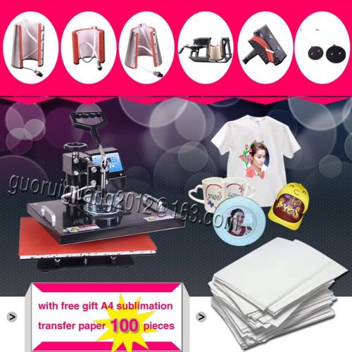 8IN1 heat transfer sublimation press with 100 pieces sublimation transfer paper