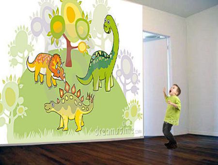 MAKE YOUR OWN DINOSAUR WALL PAPER~CUSTOM SIZE WALLPAPER~PERSONALIZED WALL MURAL