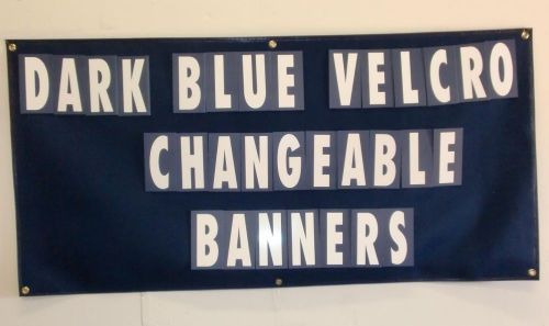 Changeable indoor velcro banner -3&#039; x 3&#039; dark blue with white letters for sale