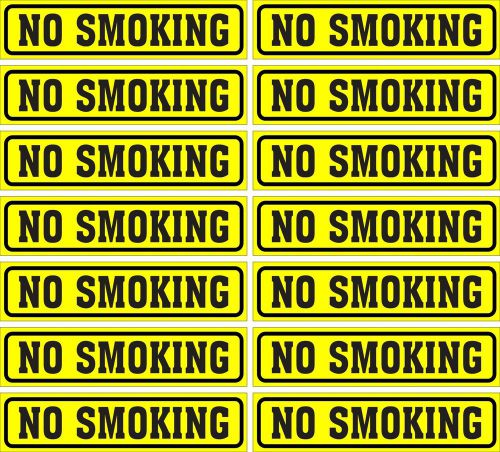 LOT OF 14 GLOSSY STICKERS, &#034;NO SMOKING&#034;, FOR INDOOR OR OUTDOOR USE