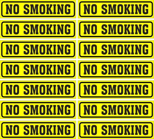 LOT OF 14 GLOSSY STICKERS, &#034;NO SMOKING&#034;, FOR INDOOR OR OUTDOOR USE