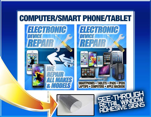 Electronic Device cell phone laptop Repair see through window sign banner poster