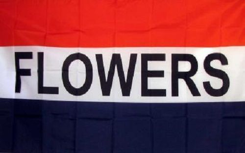 FLOWERS 3x5&#039; BUSINESS FLAG RED WHITE BLUE BANNER