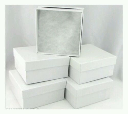 5 White Swirl Jewelry Boxes with Cotton 3 1/2&#034;x 3 1/2&#034;x 1 1/12&#034;