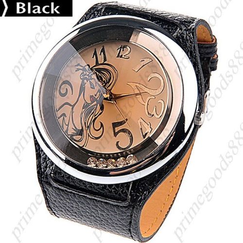 Round Style Rhinestone Free Shipping Quartz Wrist Wristwatch Women&#039;s Black