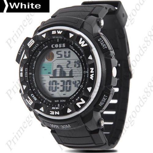 LCD Digital Sports Silica Gel Men&#039;s Wrist Quartz Wristwatch Free Shipping White