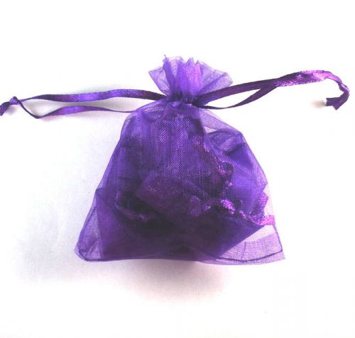 100pcs Solid Dark Purple Organza Bag Pouch for Xmas Gift 12x9cm (4.5x3.5inch)