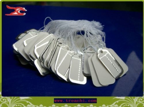 Jewelry display 100 pcs tie-on prie tags silver paper lable with string hang tag for sale
