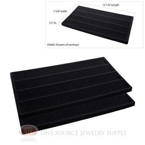 2 insert tray liners black  for 24 earrings organizer jewelry display for sale