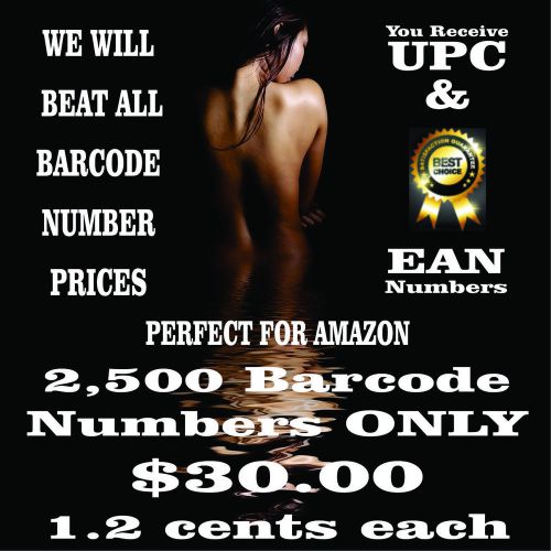 2500 UPC BARCODE NUMBERS ONLY EAN BAR CODE NUMBER  AMAZON BARCODES 0123478