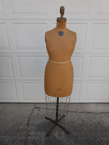 Antique vintage dress form j r baumans ny model 1954 12 mannequin for sale
