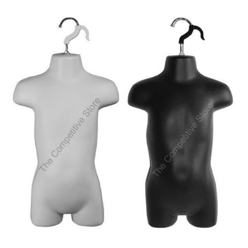 2 toddler hanging mannequin forms - 18 months to 4t clothing - 1 white + 1 black for sale