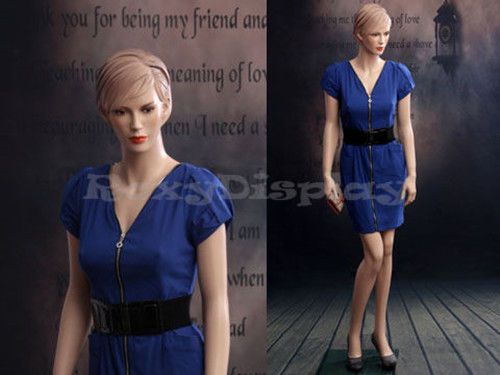 Female Fiberglass Mannequin Beautiful Face with Molded Hair Style #MZ-AD01