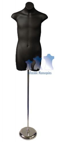 Teenage boy 3/4, black and tall adjustable mannequin stand with 8&#034; round base for sale