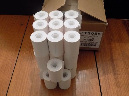 30 rolls Single-Ply Thermal Paper Rolls, 2 1/4&#034; x 55&#039;, White - BPA free