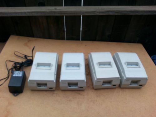 Lot of 4 Epson TM-U200D Receipt Printer M119D WHITE w/ 1 Power Supply
