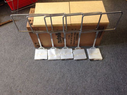 Lot of 5 sign holders chrome 7&#039;&#039; x 11&#039;&#039; with 10&#034; stems and shovel bases for sale