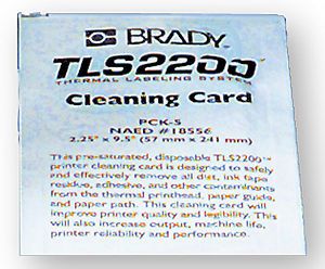 BRADY 2200 Straw Label Printing System Printer Cleaning Card Kit 5/Package AI