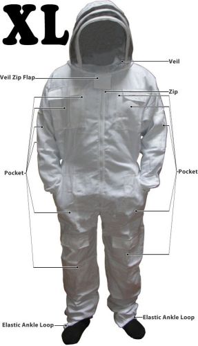 White Full Bee Suit Pest Control Animal Handling Beekeeping Beekeeper Suit [XL]