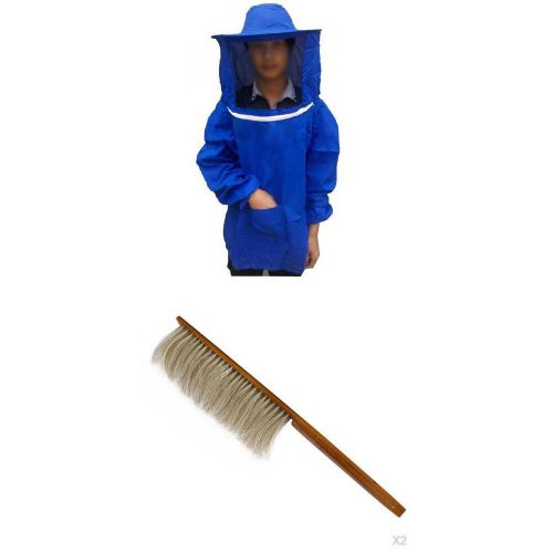 Professional beekeeping jacket veil bee protecting suit + 2x brush for beekeeper for sale