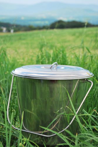 Stainless steel milk pail bucket w/lid 14 qt, brand new, for dairy cow and goat for sale