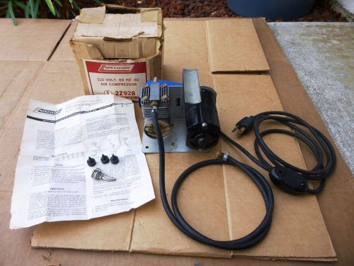 Vintage SpeedAire Model 2Z928  110 VAC Air Compressor with Original Box &amp; Inst.