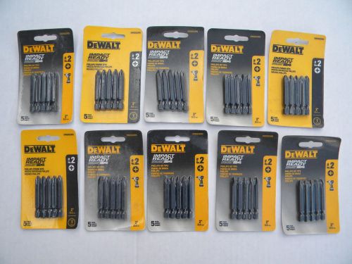 50 new dewalt 2&#034; impact drill driver ready hex screw bits #2 phillips 10 packs for sale