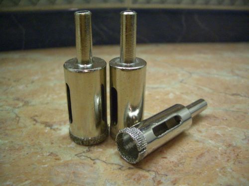 3 pcs 16mm ( 5/8&#034; inch ) thk diamond coated drills drill bit bits hole saw glass for sale