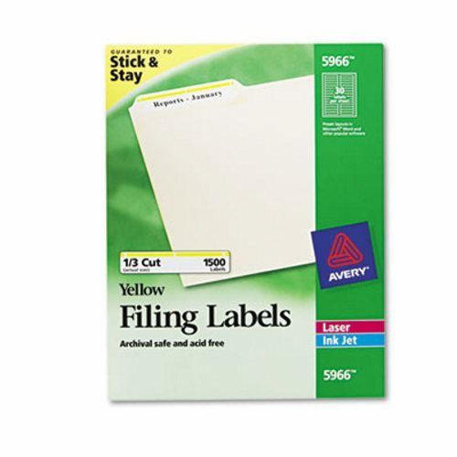 Self-Adhesive Laser File Folder Labels, Yellow Border, 1500 per Box (AVE5966)