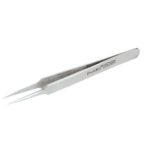 1PK-102T Super Fine Tip Straight Tweezers, 120mm ProsKit, EU Seller