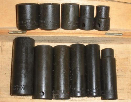 Vintage wright 1/2&#034; drive 11 pc impact socket set deep and shallow - unused? for sale