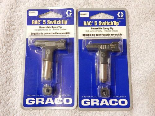 2 NEW OEM GRACO RAC 5 REVERSIBLE SWITCH TIPS W/SEALS # 286417 / 286515 FREE SHIP