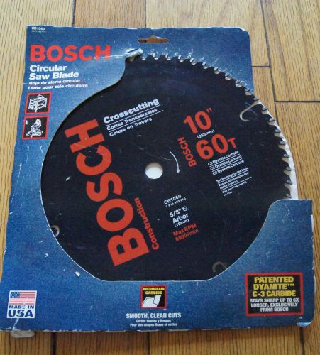 Bosch circular saw blade  cb1060 crosscutting 10&#034; 60t 5/8&#034; arbor - new! for sale