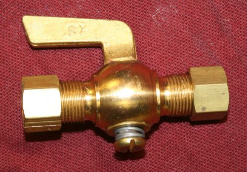 3/8 inch compression tube brass drain pet cock shut off valve fuel gas air ball for sale