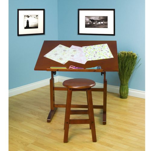 Studio Designs Creative Hardwood 36&#034;W x 24&#034;D Drafting Table and Stool Set