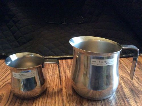 2 NEW Stainless Steel Steaming Pitchers- 9 oz &amp; 18 oz ILSA brand made in Italy!