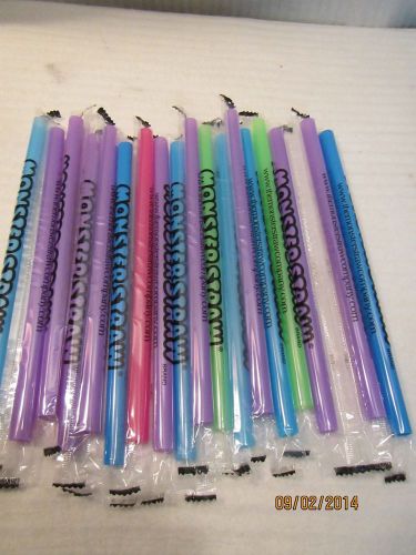 MONSTER STRAWS, 1/2&#034; X 9&#034;, IND/WRAP, NEON COLORS, NEW, SET OF 18     B65