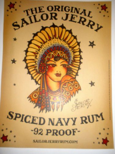 SAILOR JERRY POSTER / INDIAN GIRL  18X24 - free shipping  - Good Deal