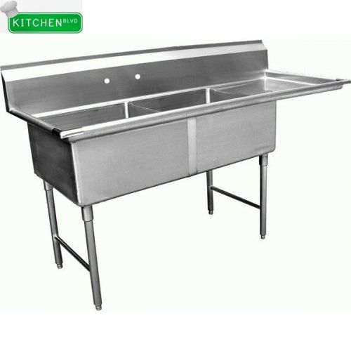2 Compartment Sink with Right Drain Board 24&#034;x24&#034;