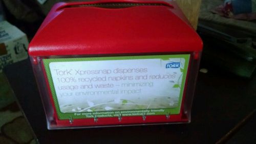 Tork Xpressnap Tabletop Napkin Dispenser, 5.8w x 7.8d x 6.2h, Clear/Red
