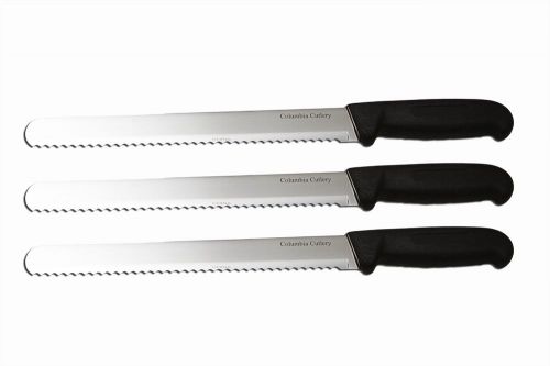 3 Columbia Cutlery 10” Serrated Bread Knives - Brand New and Very Sharp!!