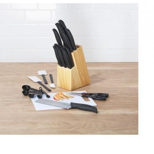 Mainstays 23pc Soft-Grip Cutlery Set with Natural Block Hot New Kitchen 2014