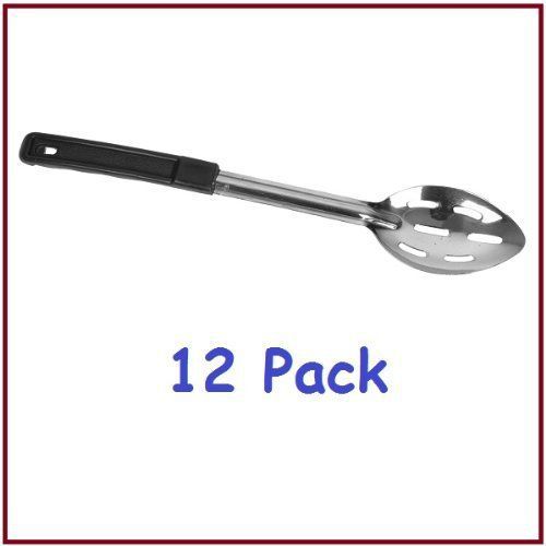 NEW (Pack of 12) 15&#034; Stainless Steel Slotted Serving  Basting Spoon w/Easy Grip