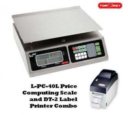 Price scale &amp; dt-2 label printer, lcd display, 40lb, tor-rey no. l-pc-40l/combo for sale