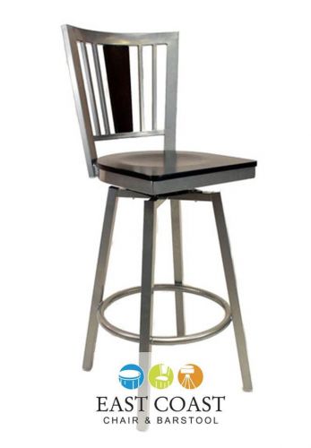 New steel city silver metal swivel restaurant bar stool with walnut wood seat for sale