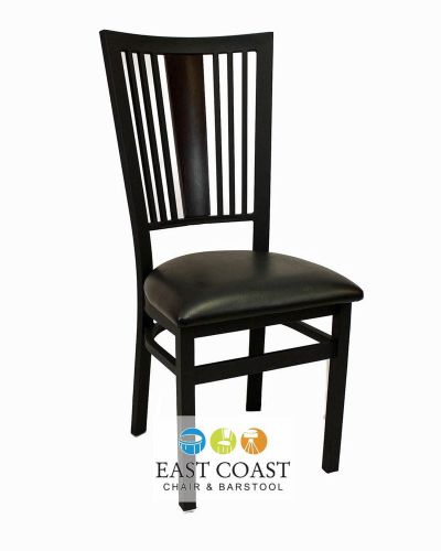 New steel city metal restaurant chair with black frame &amp; black vinyl seat for sale