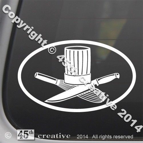 Chef Oval Decal - chefs hat cooking knife whisk culinary emblem logo sticker