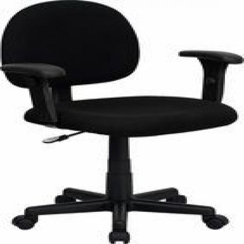 Flash Furniture BT-660-1-BK-GG Mid-Back Ergonomic Black Fabric Task Chair with A