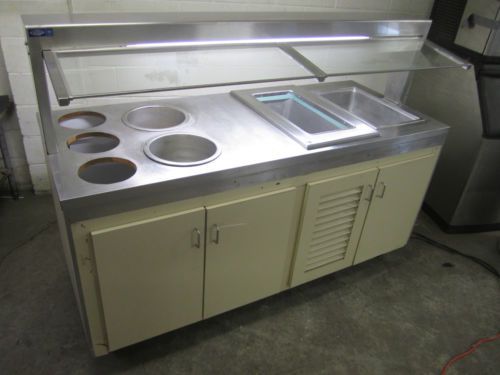 Portable hot &amp; cold buffet table wells warmers refrigerated well w/ sneeze guard for sale