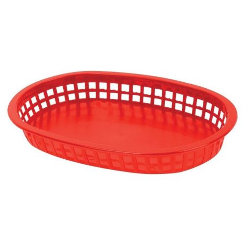 X48 RESTAURANT OVAL FOOD BASKETS - RED / LOT OF 48